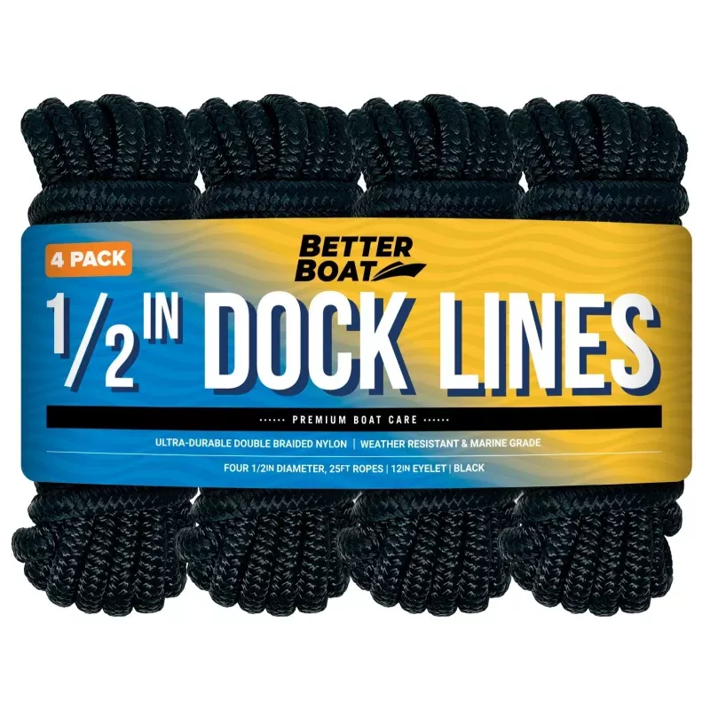 1/2 Dock Lines 25FT|2 Pk&4 Pk|Blue&Black&White&Navy Blue&Royal Blue