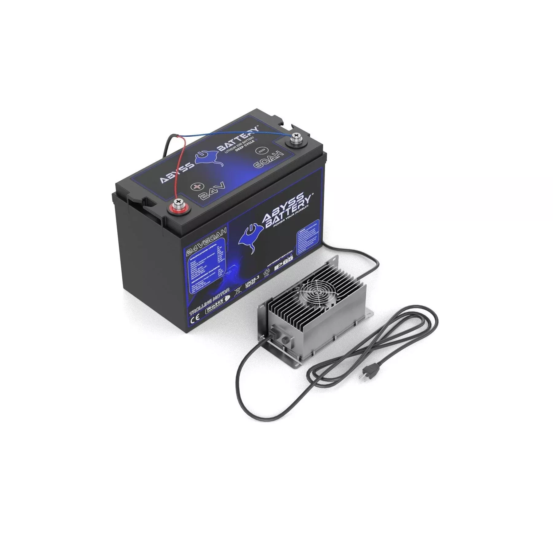 Abyss | Lithium Trolling Motor Battery Kit | Model TMK-24V60-BT | Voltage 24V 60Ah | Group 24 | Bluetooth BMS | Built-In Heating | IP65 Waterproof