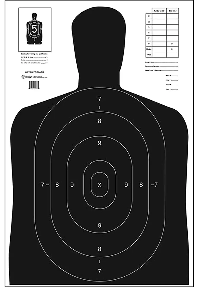 Action Target Inc B-27e, Action B-27e BlackTargets 100 Bx