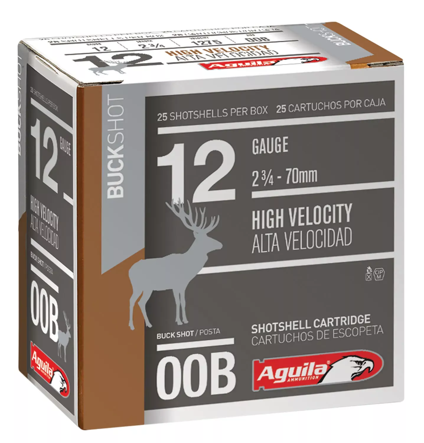 Aguila Buckshot 12ga 2-3/4" 9 Pellets #00 Lead Buck 25 Shells Per Box