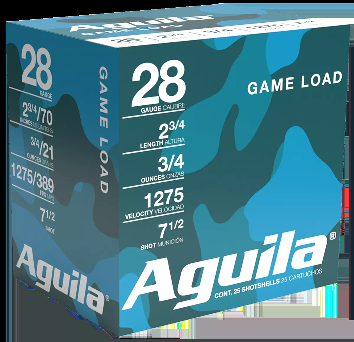 Aguila Game Load Shotshell 28ga 2-3/4″ 3/4 oz #7.5 Lead Shot 25 Shells Per Box