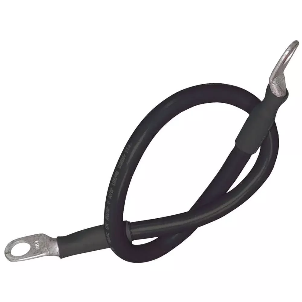 Ancor Battery Cable Assembly, 4 AWG (21mm²) Wire, 5/16" (7.93mm) Stud, Black - 18" (45.7cm) - 189130