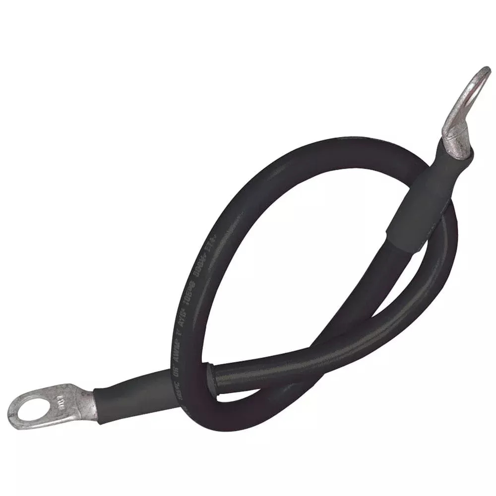 Ancor Battery Cable Assembly, 4 AWG (21mm²) Wire, 5/16″ (7.93mm) Stud, Black – 18″ (45.7cm)