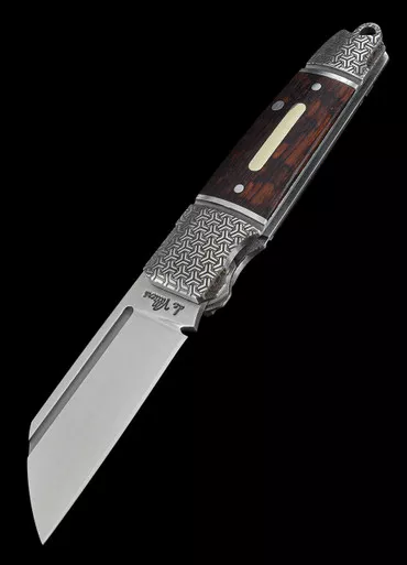 Andre de Villiers Micro Butcher Dark Wood Engraved Folding Knife