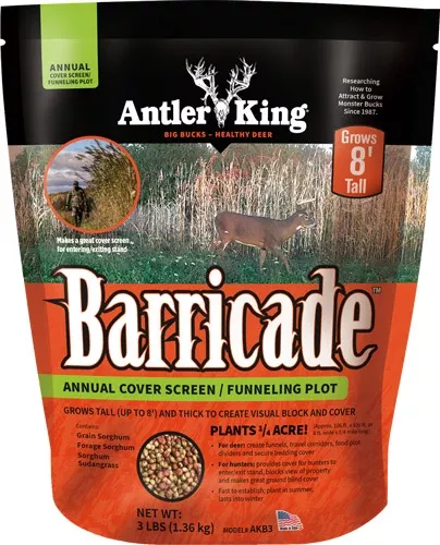 Antler King | Barricade Cover Screen 3 lb Bag | Annual Food Plot Seed | For 1/4 Acre