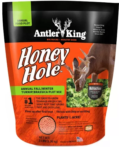 Antler King | Honey Hole 3 lb Bag | Fall Annual Food Plot Seed | For 1/2 Acre