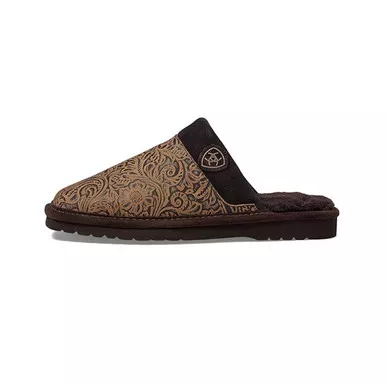 ARIAT Men's Silversmith Embossed Tooling Brown Square Toe Slippers (AR3799-200)