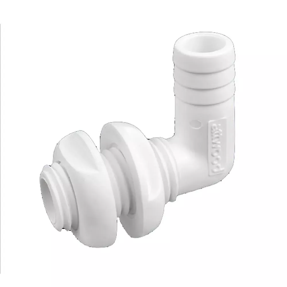 Attwood White Plastic 90 Degree Thru-Hull Connector – 1-1/8″ Inner Diameter [3879-3]