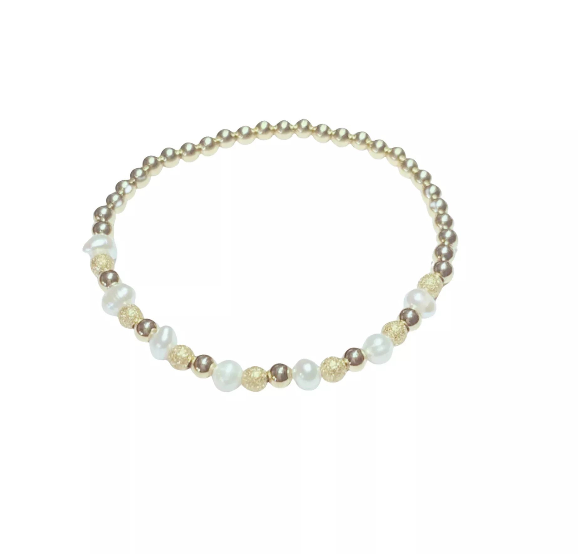 Aubrey Adele 4mm Sat & Pearl Bracelet Gold #BBR0556GO