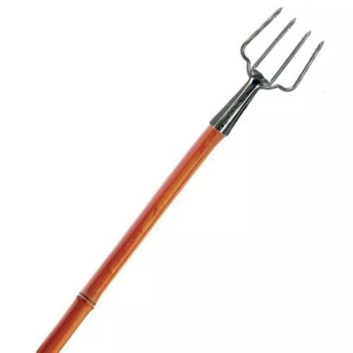 B’n’M 4‑Prong Handled Frog Gig With 7′ Bamboo Handle #2B