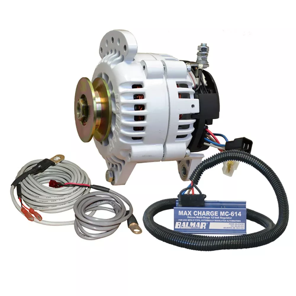 Balmar Alternator 100 AMP Kit 12V 3.15″ Dual Foot Saddle Single Vee Pulley RegulatorTemp Sensor [60-YP-MC-100-SV]