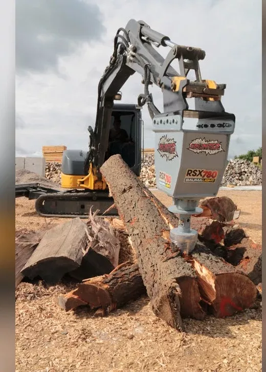 Baumalight Log Splitter | Model RSX380, RSX580 | Splitter Cone Diameter 16″ | Machine Size 2 – 10 Tons | For Excavators