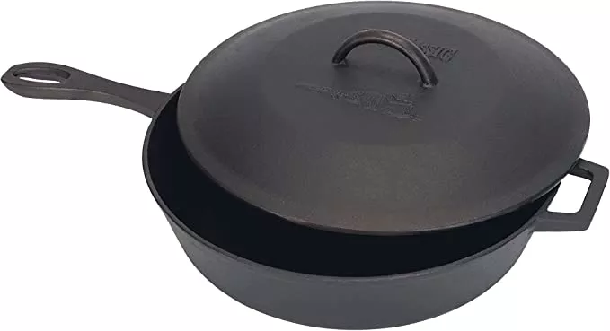 Bayou Classic 5QT Cast Iron Skillet With Self Basting Lid Features #7445
