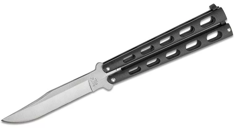 Bear & Son Butterfly Knife 5″ Blade Black Handle – Latch Lock #114B