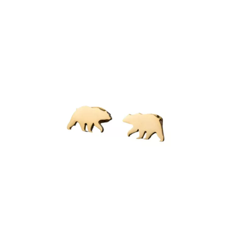 Bear Stud Earrings|Gold&Stainless Steel