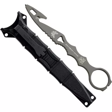 Benchamde 179GRY SOCP Hooked Blade Rescue Tool, Plain Edge w/ Black Sheath