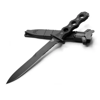Benchmade 185SBK SOCP Double-Edge Dagger, Serrated Edge w/ Black Sheath