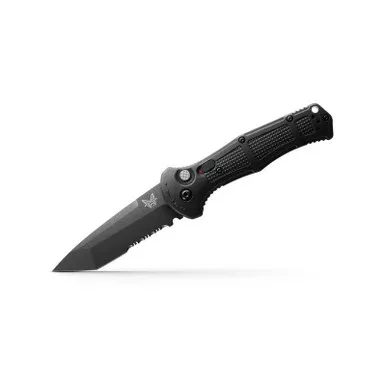 Benchmade 9071SBK Claymore Auto Folding Knife 3.6" Tanto Serrated Edge Blade, Textured Grivory Handle