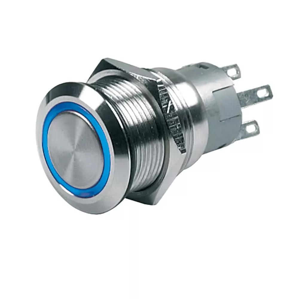 BEP Push-Button Switch 12V Latching On/Off - Blue LED - 80-511-0003-00