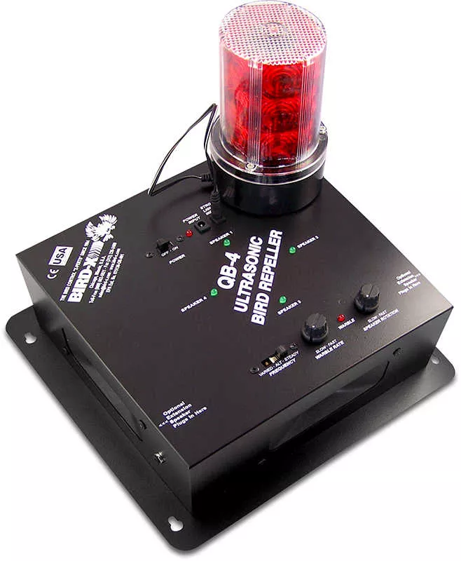 Bird-X Super Quad Blaster The Ultimate Bird Deterrent | Model QB4+S | Coverage Area Up to 6,500 sq. ft.