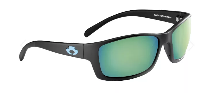 Blue Otter Polarized Sunglasses Oconee Matte Black-Deep Green Nylon #3265