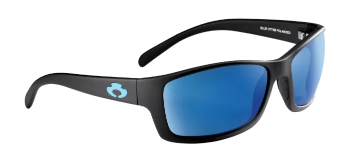 Blue Otter Polarized Sunglasses Oconee Matte Black-Pacific Blue Nylon #3263