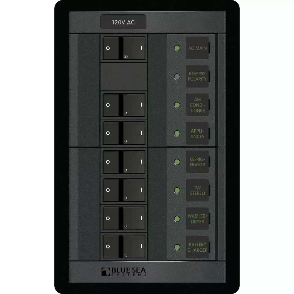 Blue Sea 1202 120V AC Main + 6 Positions - Vertical - 1202