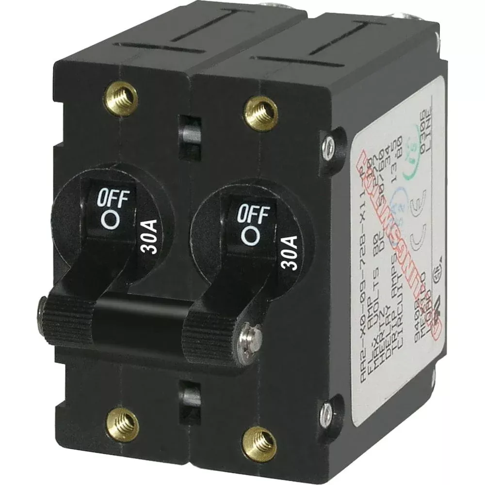 Blue Sea 7237 A-Series Double Pole Toggle – 30A – Black