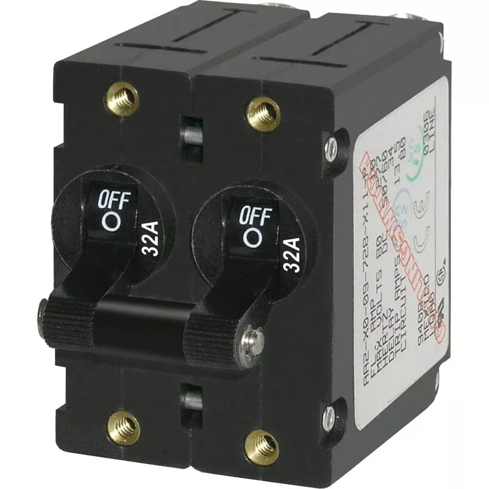 Blue Sea 7349 A-Series Double Pole Toggle – 32A – Black