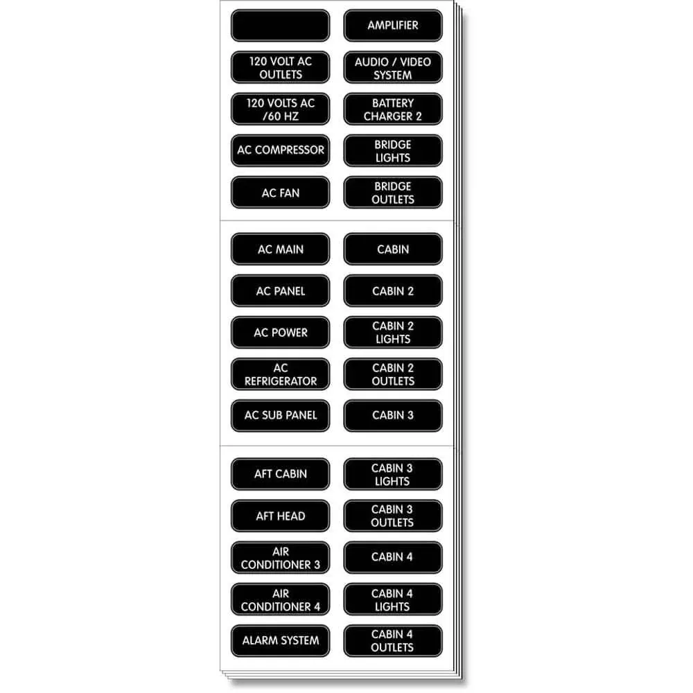 Blue Sea 8067 AC Panel Extended 120 Label Set - 8067