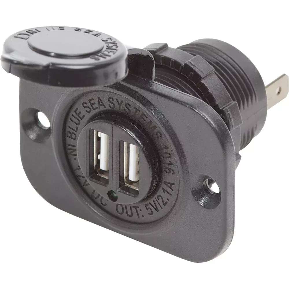 Blue Sea Dual USB Charger Socket – 2 USB Ports w/Watertight Cap