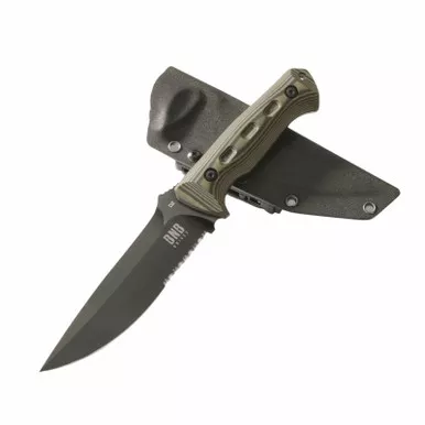 BnB Knives BNB10081C Tactical Cobra Fixed Knife 6.00" D2 Clip Point Plain Edge Blade, Textured G10 Handle and Kydex Sheath