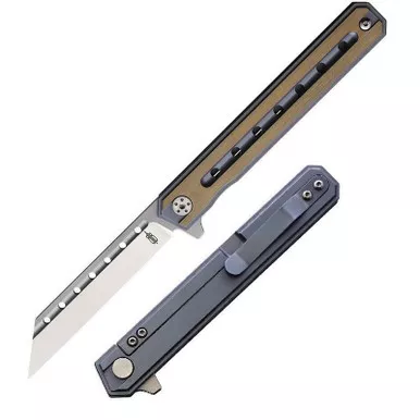 BnB Knives BNB1939B Thunderbird Folding Knife 3.50" D2 Sheepsfoot Plain Edge Blade, Titanium Handle