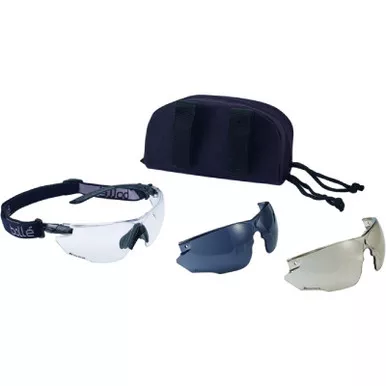 Bollé COMBKITN Combat Kit Ballistic Safety Glasses, Black Frame