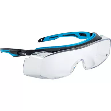 Bollé TRYON Over-The-Glasses Protective Eyewear, Black/Blue Frame