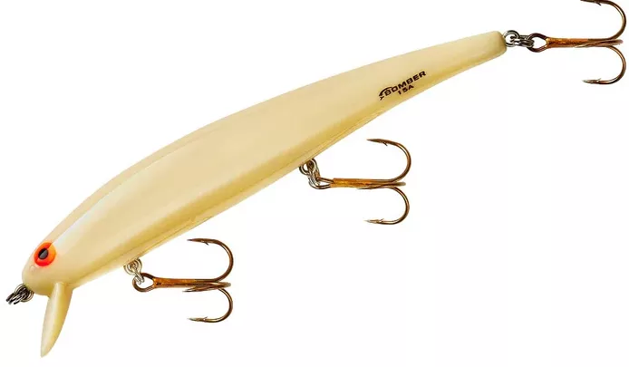Bomber Long A Minnow Jerkbait – Bone/Redeye 1/2 oz. 4.5″