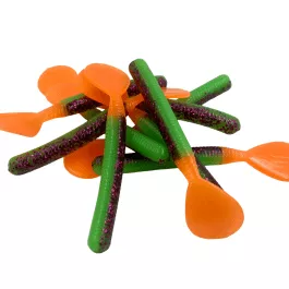 Bondy Bait Company D Tail Worm - 9 Pack - 3.75" - Pimp Daddy/Orange