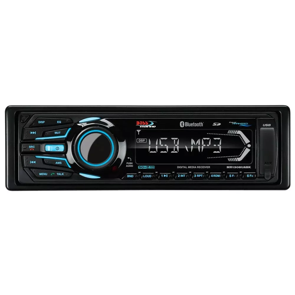 Boss Audio MR1308UABK Bluetooth – Fully Marinized MP3-Compatible Digital Media Receiver w/USBSD Memory Card PortsAux Input [MR1308UABK]