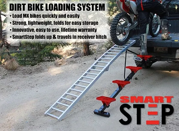 Bosski | Dirt Bike Loading System | MX Ramp & Smart Steps | 500 lbs Capacity Ramp & 300 lbs Steps | For Pickup Trucks, Lifted Trucks, Trailers