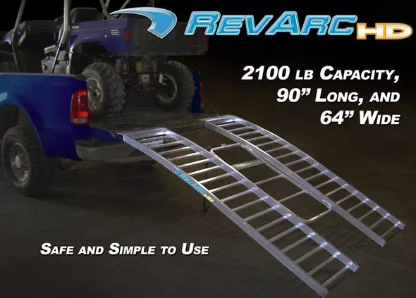 Bosski | Ramp | Model 90″ HD RevArc | 90” Length x 64” Width | 2100 lbs Capacity | 48 lbs Lightweight Aluminum | Horsepower Range 25 To 75 HP | For ATV & UTV