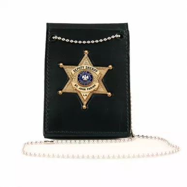 Boston Leather Model 450 Neck Chain ID Holder w/ Recessed Badge, Fold Style