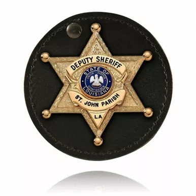 Boston Leather Model 5889 3.75" Circle Badge Holder, Hook & Loop Closure