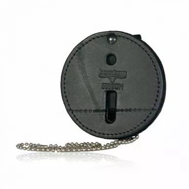 Boston Leather Model 5889SCH 3" Circle Badge Holder, Hook & Loop Closure w/ Chain