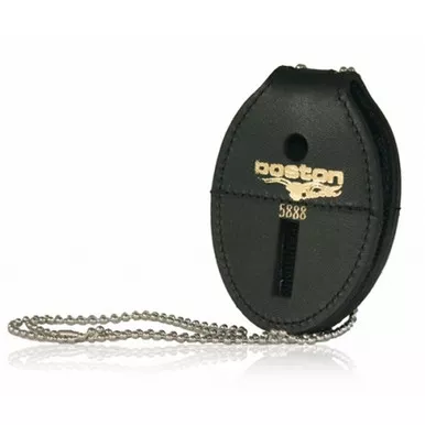 Boston Leather Model 588DX Deluxe Oval Badge Holder, Hook & Loop Closure w/ Chain