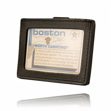 Boston Leather Model 5983 Horizontal ID Holder w/ Clip