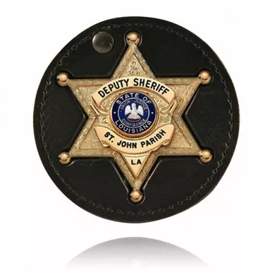 Boston Leather Model 600S 3” Circle Recessed Badge Holder w/ Clip