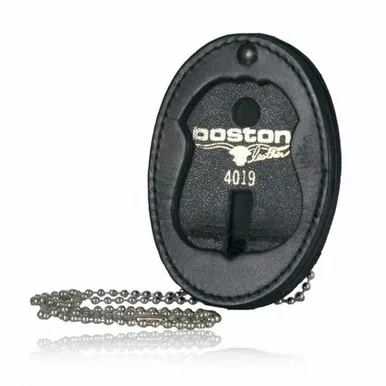 Boston Leather Model 700CH Oval Recessed Badge Holder w/ Clip & Chain