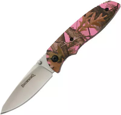 Browning Folding Liner Lock Pink Camo Knife #1374574