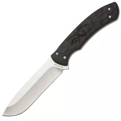 Browning Large Skinner Primal Fixed Blade Knife 3.25" Drop Point 8Cr14MoV Stainless Polished Blade Polymer Handle Black