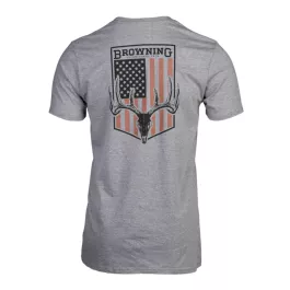 Browning Men's Whitetail Flag SS T-Shirt - Heather Gray - M